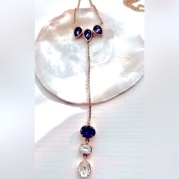 STERLING  Y Necklace with SWAROVSKI Crystals FREE SHIPPING - Picture 1 of 4